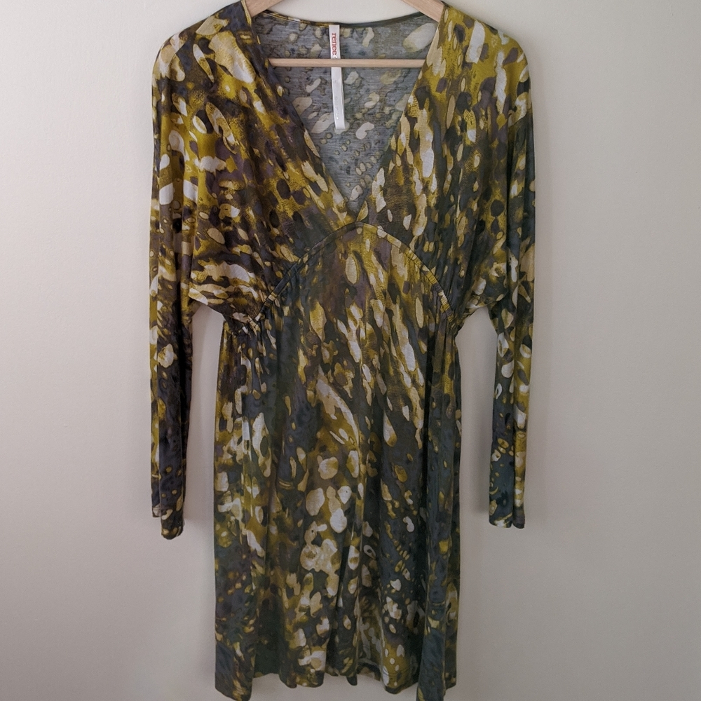 Yellow and Grey Long Sleeved Dress